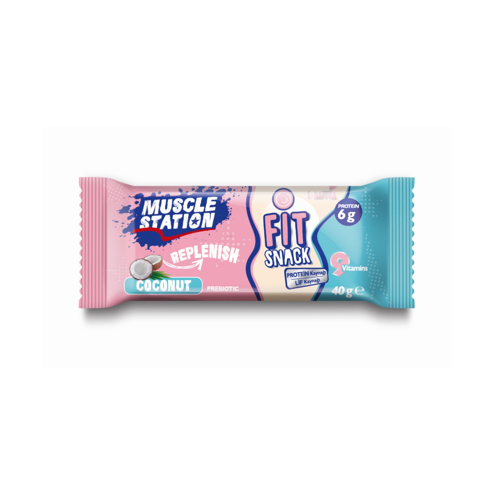 Power up your day with the Muscle Station Coconut Vitamin Bar, a delicious protein-packed snack made in Türkiye.