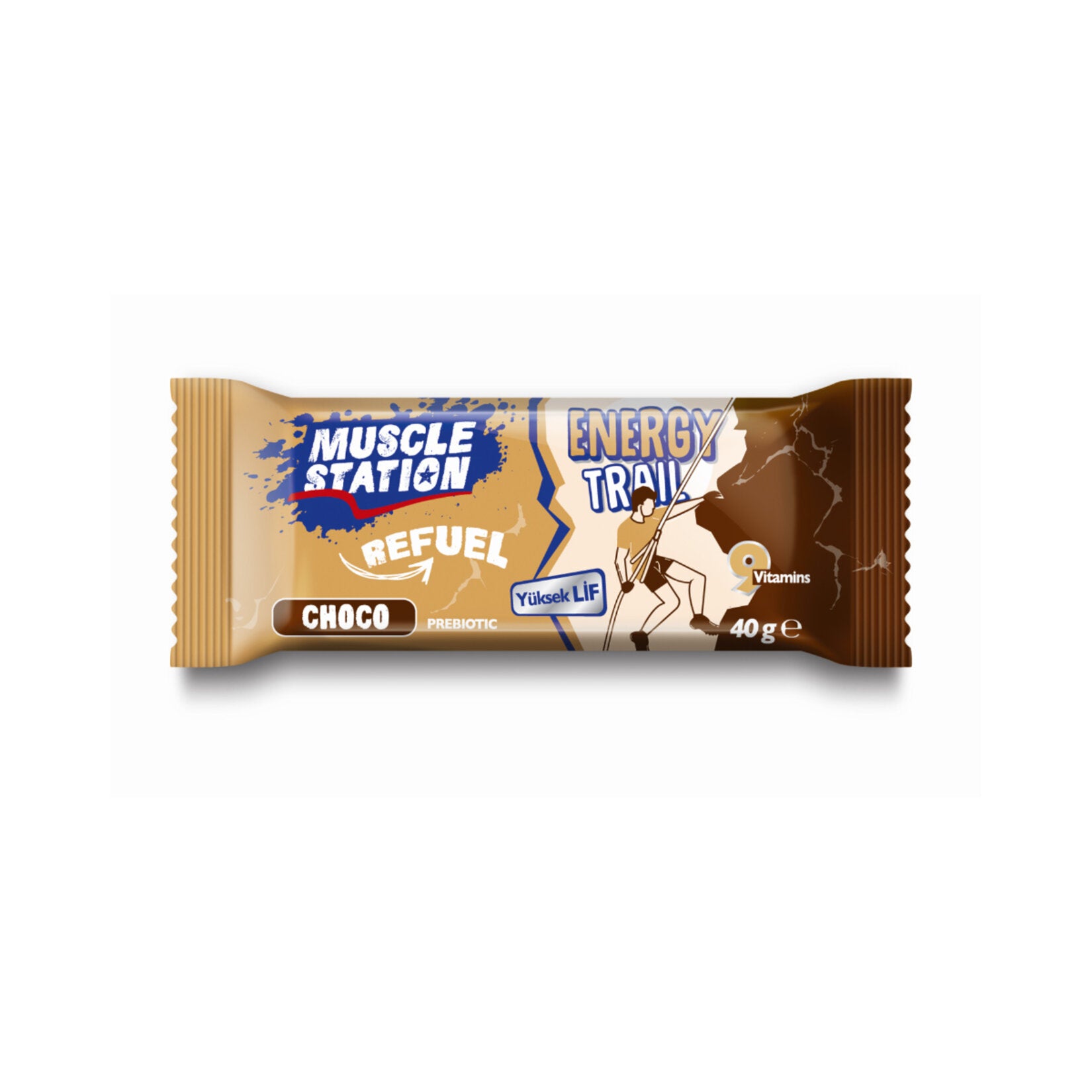Fuel your day with the Muscle Station Peanut Vitamin Bar, a delicious and nutritious snack packed with peanuts, raisins, whey protein, and chia seeds.