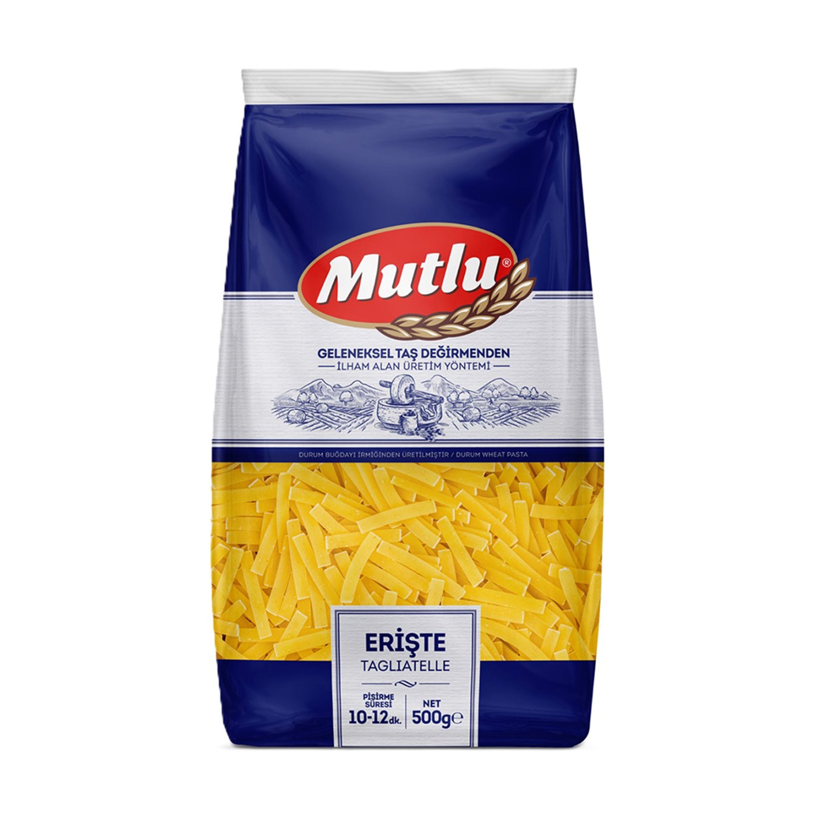 Mutlu Erişte 17.6 oz (500 g) brings the traditional taste of homemade Turkish egg noodles to your kitchen.