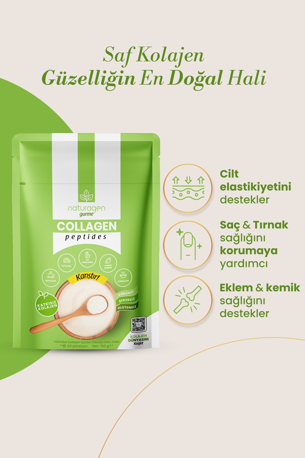 Naturagen Hydrolyzed Collagen Peptides Type I & Type III is a high-protein dietary supplement providing 5000 mg of hydrolyzed collagen per serving.