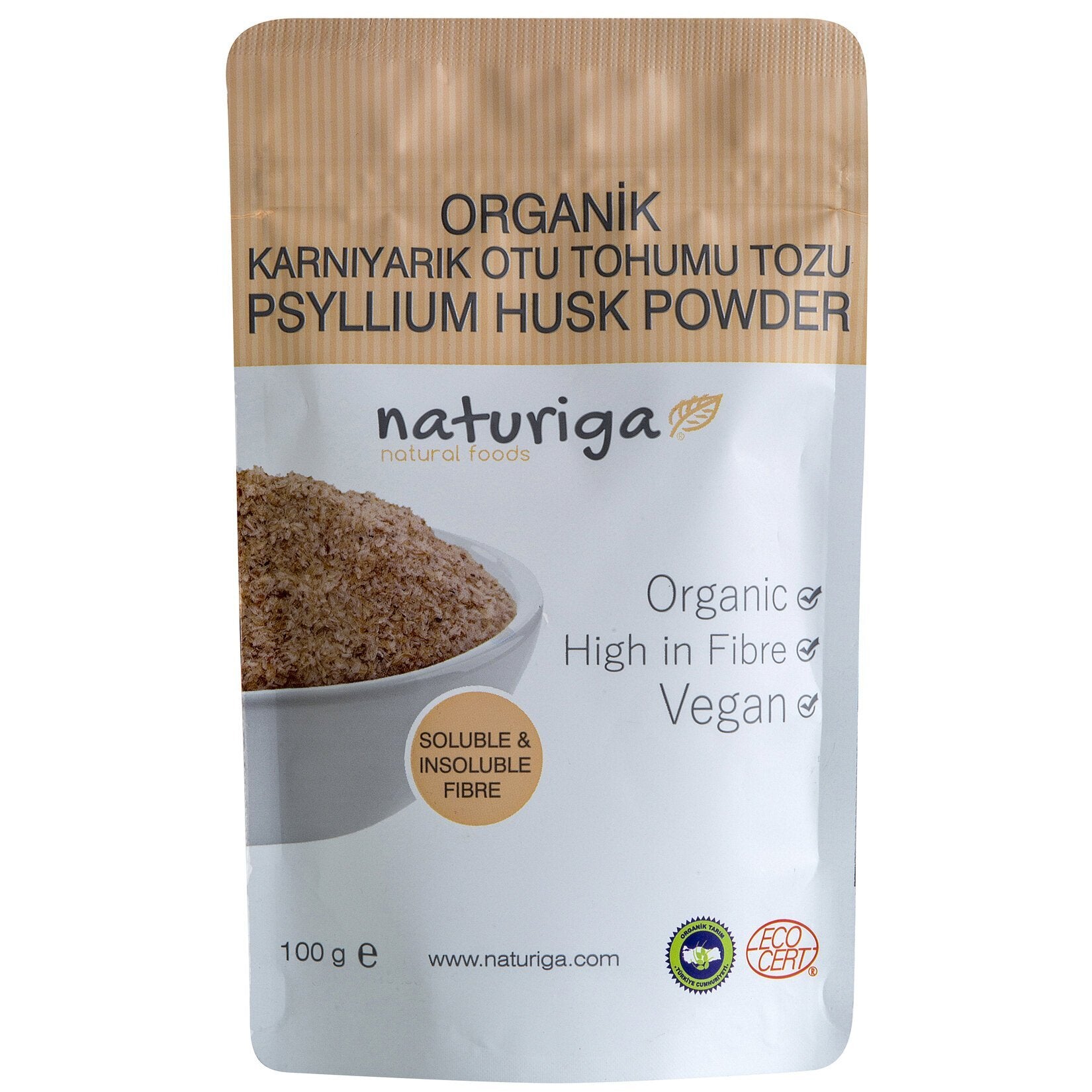 Naturiga Organic Psyllium Husk Powder is a natural source of dietary fiber, perfect for supporting digestive health and wellness.