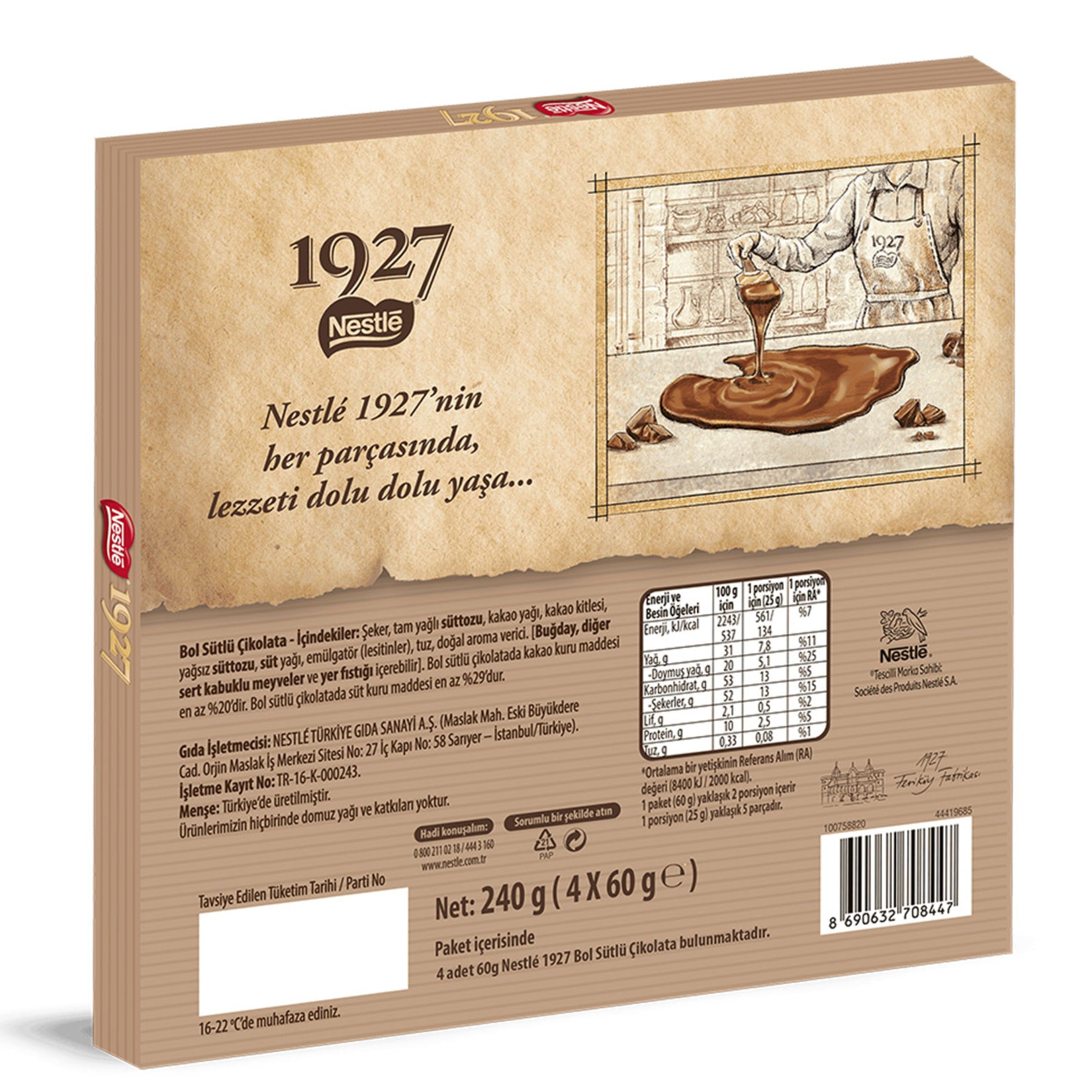 Nestle 1927 Extra Milky Chocolate brings the smooth, creamy taste of classic Turkish milk chocolate to your home.