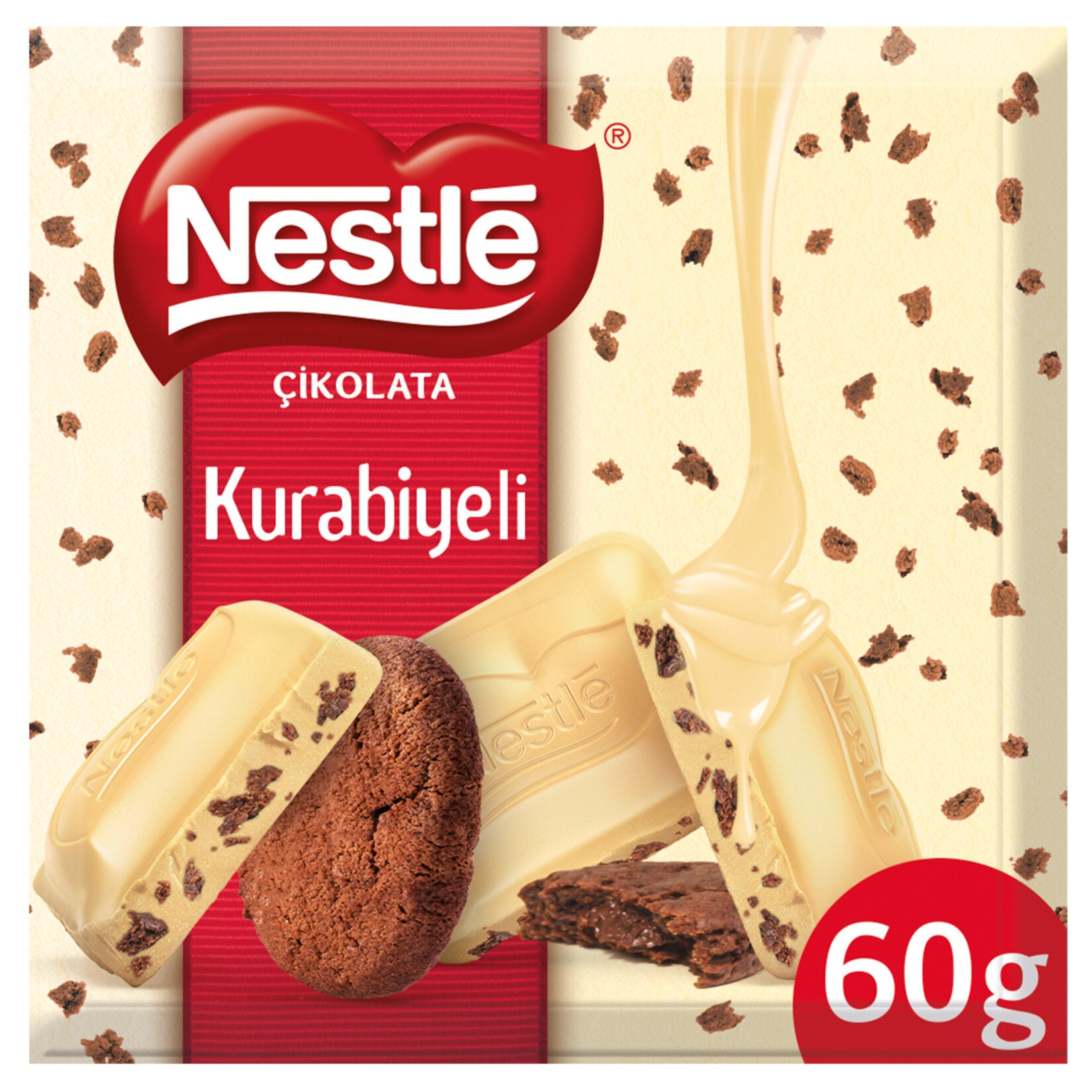 Nestle Cookie White Chocolate Bar blends smooth white chocolate with crunchy cocoa cookie bits for a deliciously rich snack experience.