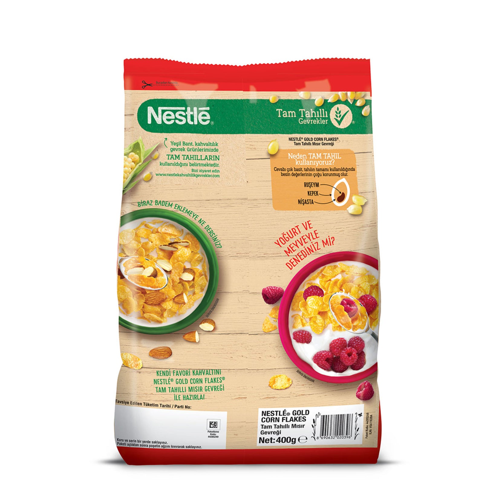 Nestle Gold Corn Flakes Whole Grain Cereal is a crispy and nutritious breakfast option made with corn semolina and 30.2% whole corn.