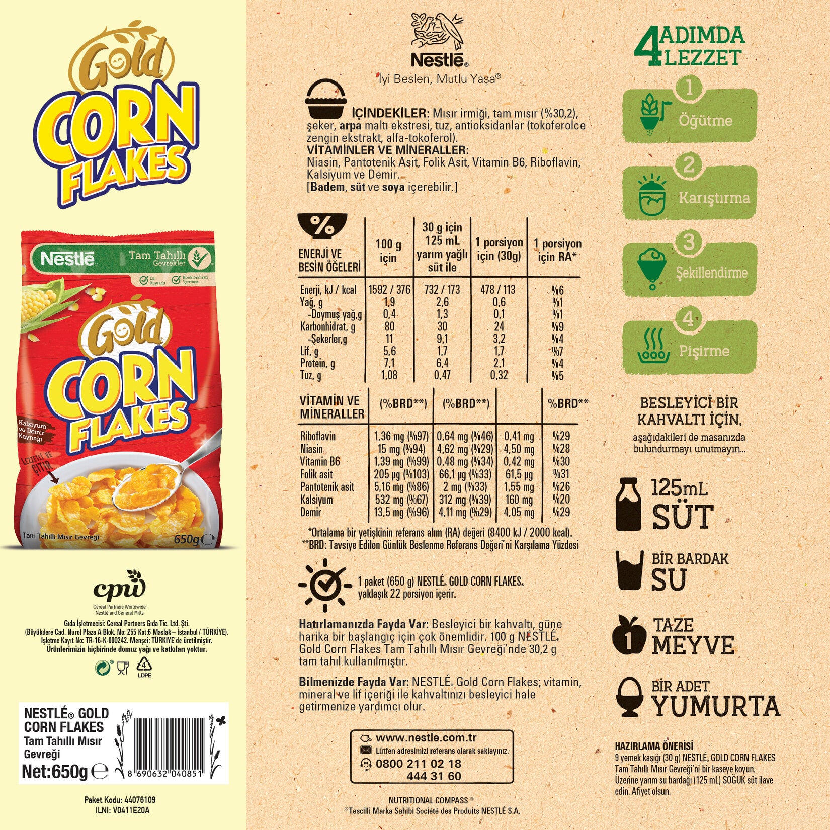 Start your morning with the crispy taste of Nestle Gold Corn Flakes Whole Grain Corn Cereal.