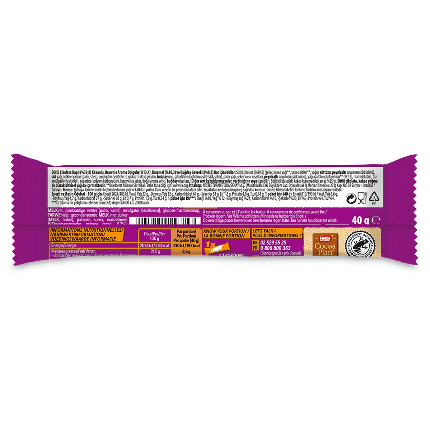 Nestle Lion Brownie Style Wafer Bar combines the bold crunch of the classic Lion bar with a rich brownie-inspired flavor.