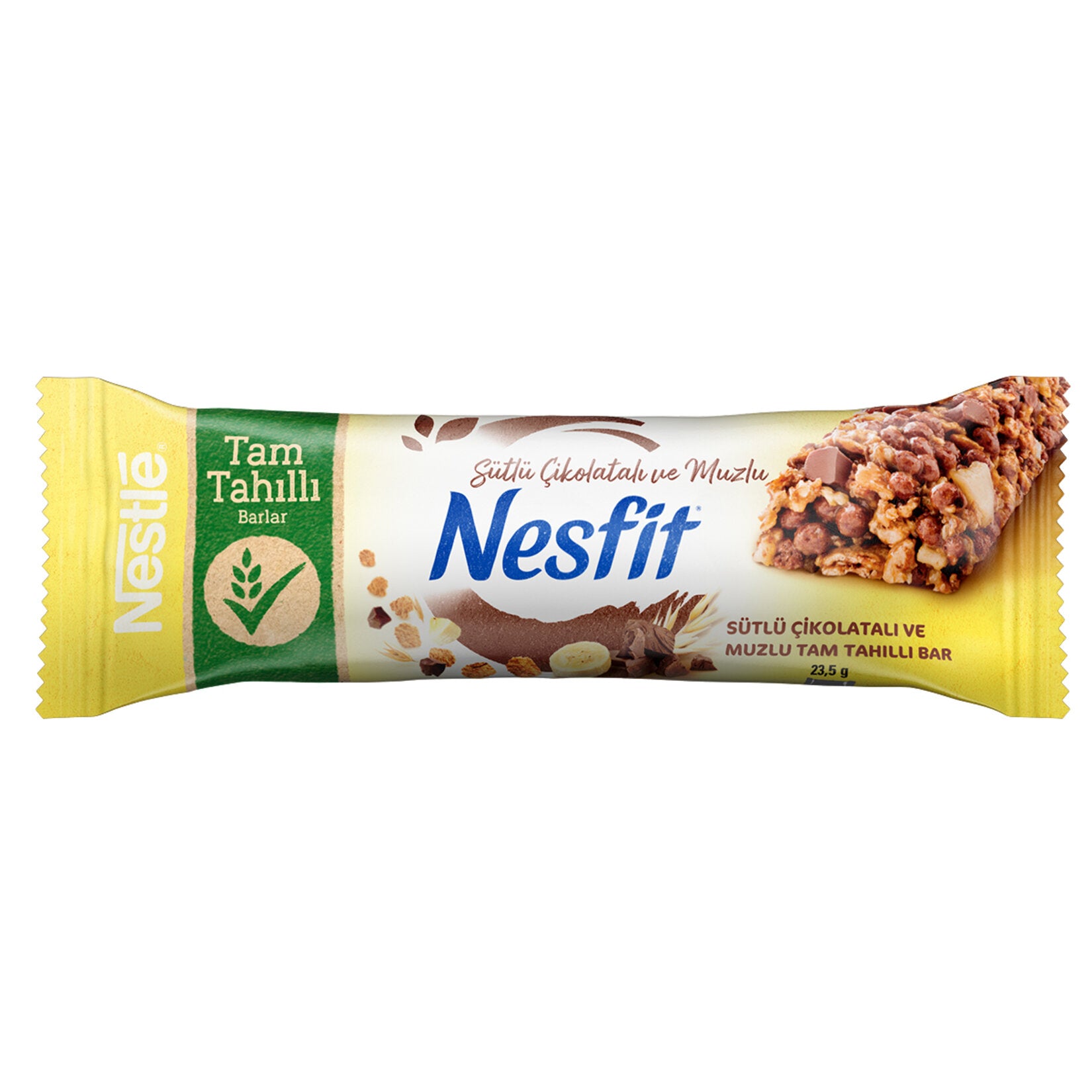 Enjoy a delicious and nutritious snack with the Nestle Nesfit Milk Chocolate Banana Whole Grain Bar.