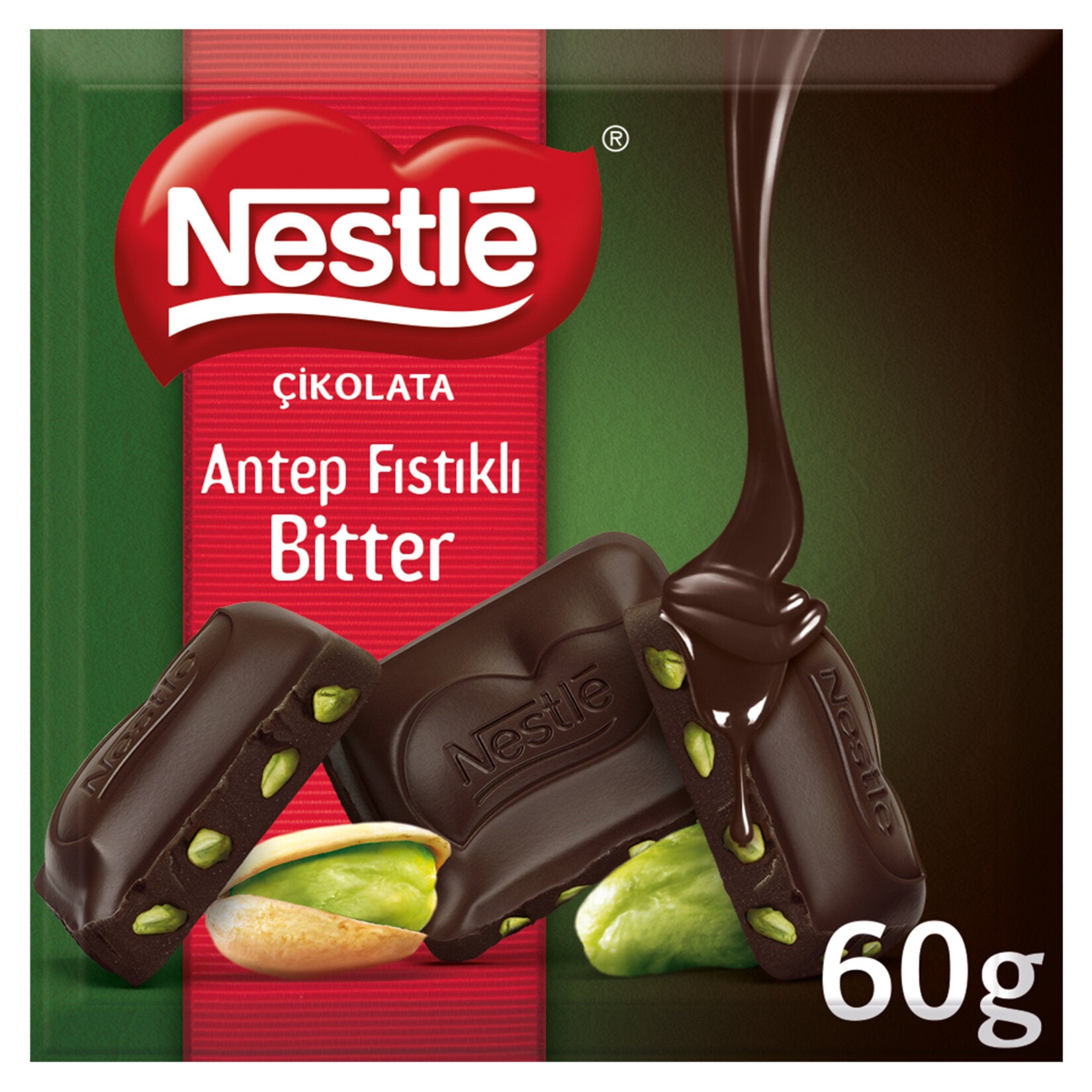 Experience the rich taste of Nestle Pistachio Dark Chocolate Bar, a perfect blend of smooth dark chocolate and crunchy Antep pistachios.