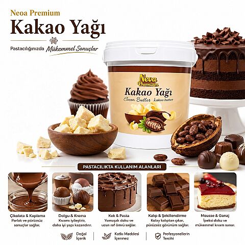 NEVA Cocoa Butter 1 KG is a high-quality cocoa butter designed for chocolate making, pastry applications, and professional kitchen use.