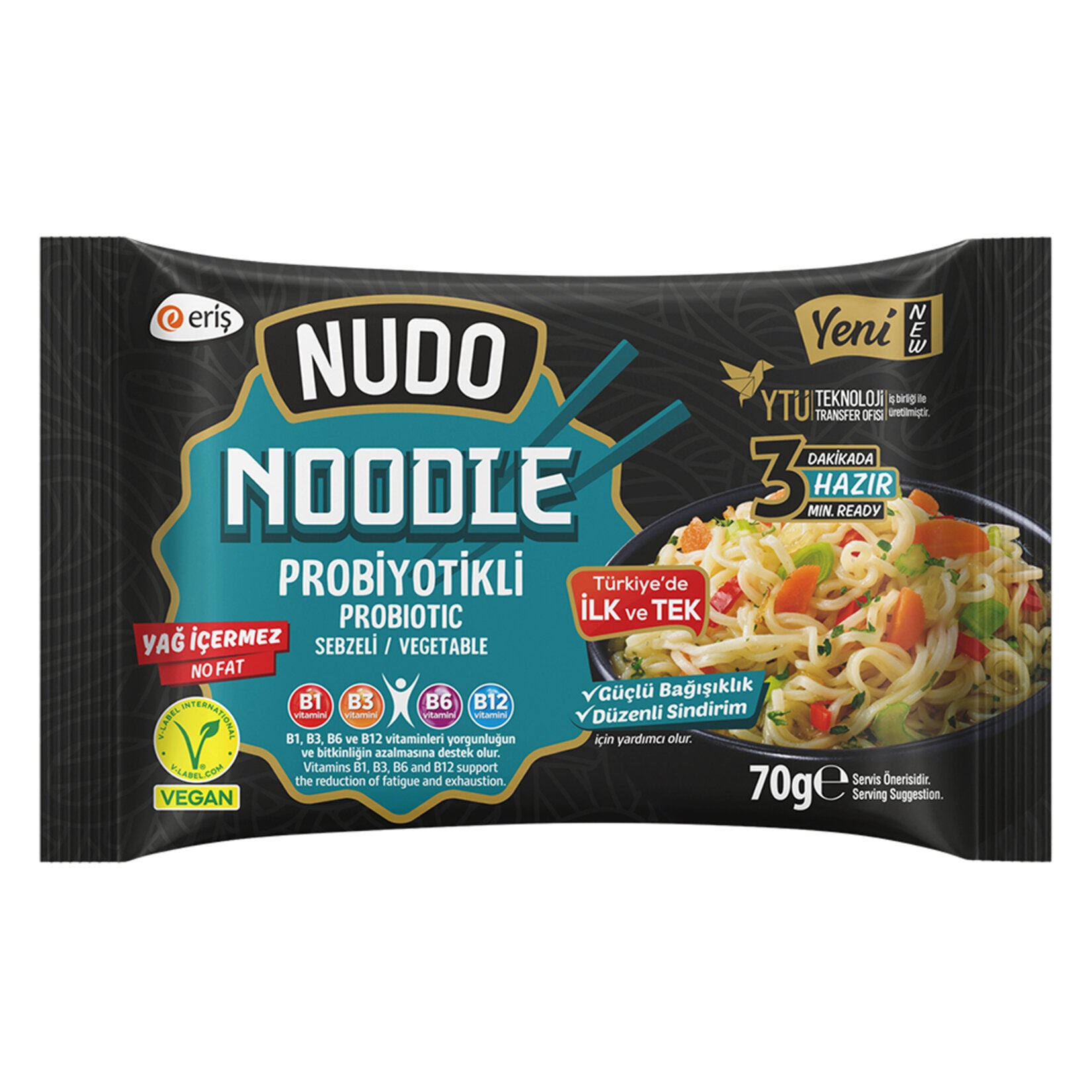 Enjoy a flavorful and nourishing noodle experience with Nudo Probiotic Vegetable Noodle Packet.