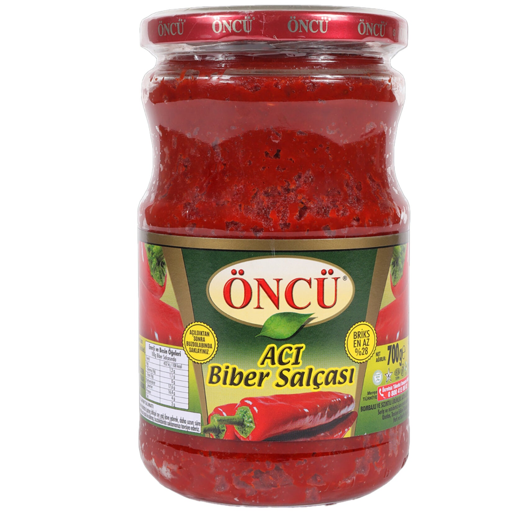 Oncu Biber Salcasi Aci is a rich and spicy red pepper paste made from carefully selected chili peppers, bringing the bold flavors of Turkish cuisine straight to your kitchen.