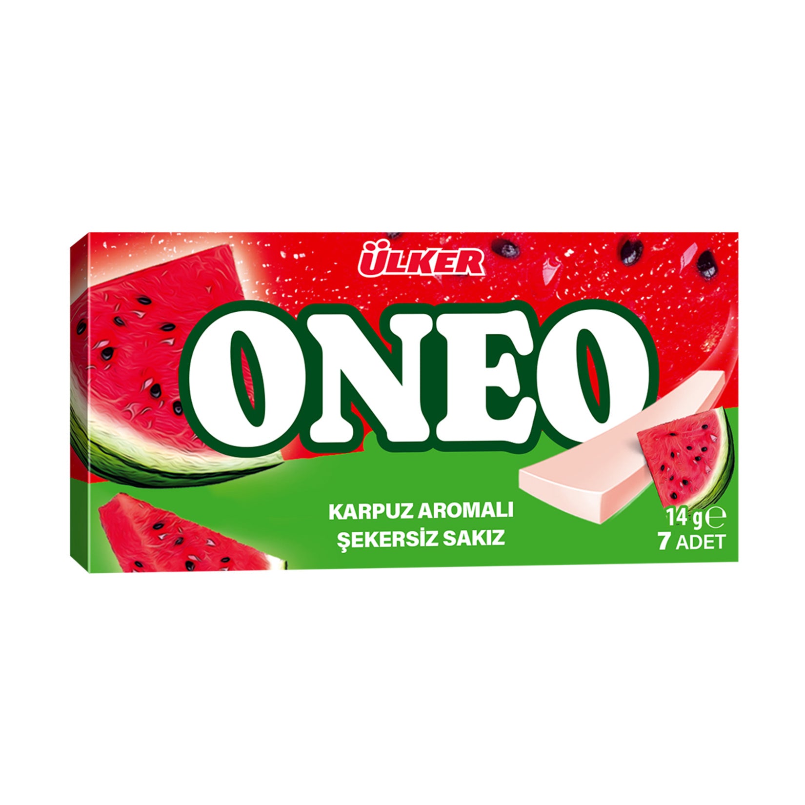 Experience the refreshing burst of watermelon flavor with Oneo Slims Watermelon Flavored Chewing Gum.
