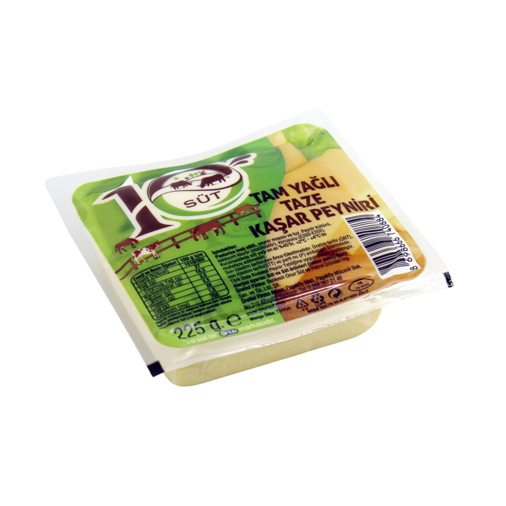 Onsut Fresh Kashar Cheese is a classic Turkish-style semi-hard cheese made from pasteurized whole cow’s milk.