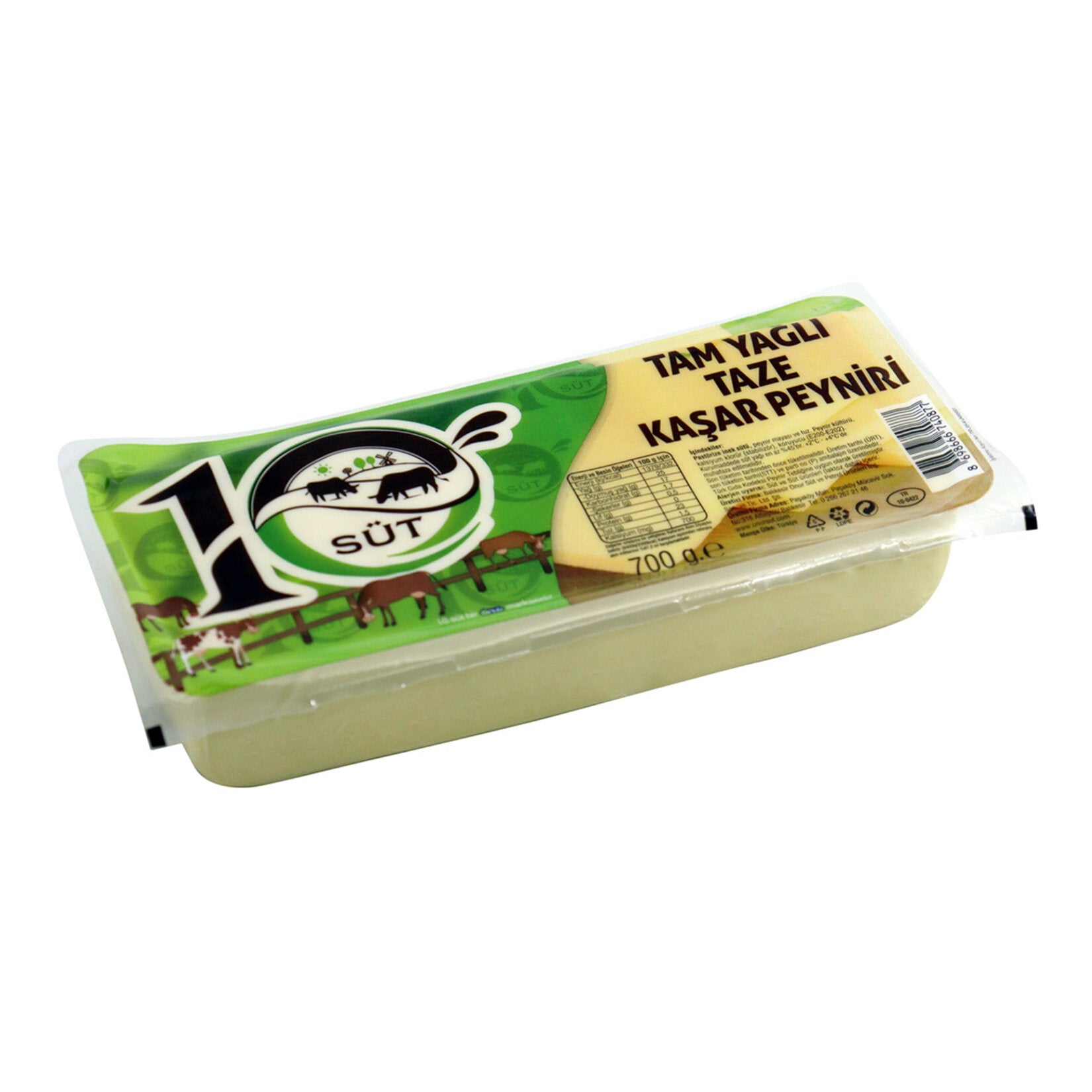 Onsüt Tam Yağlı Taze Kaşar Peyniri is a classic Turkish semi-hard cheese made from pasteurized cow’s milk.
