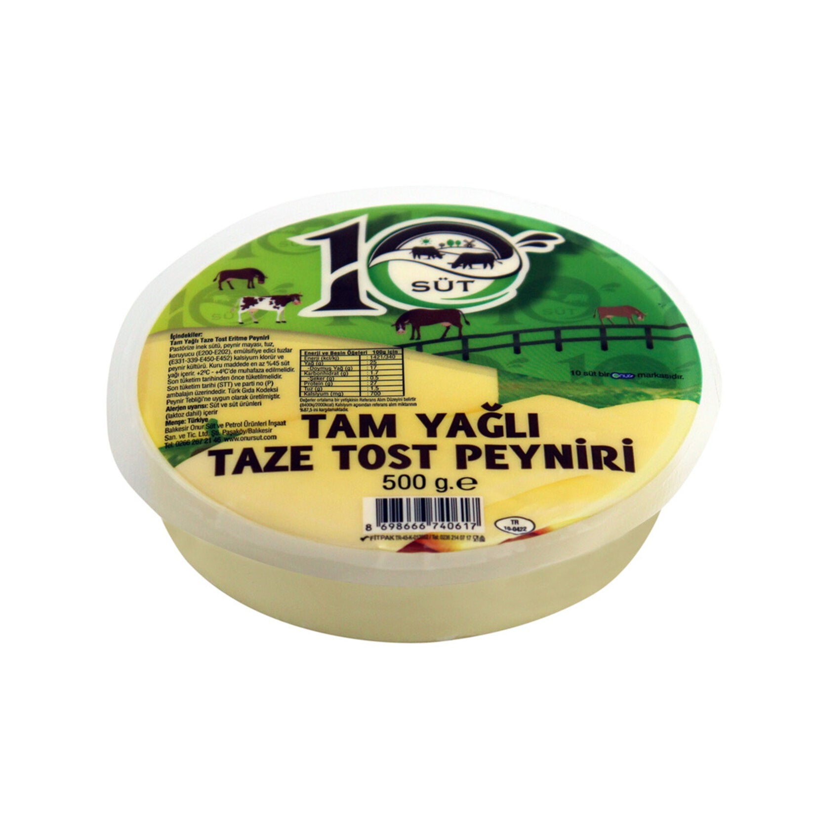 Onsüt Tam Yağlı Tost Peyniri is a rich and creamy Turkish kashar-style cheese specially crafted for perfect melting.