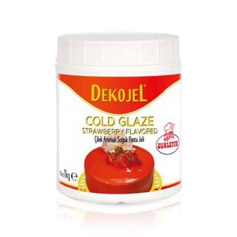 Ovalette Dekojel Strawberry Cold Cake Glaze is a ready-to-use cold pastry gel designed for decorating and coating cakes, tarts, and desserts with a smooth, glossy finish.