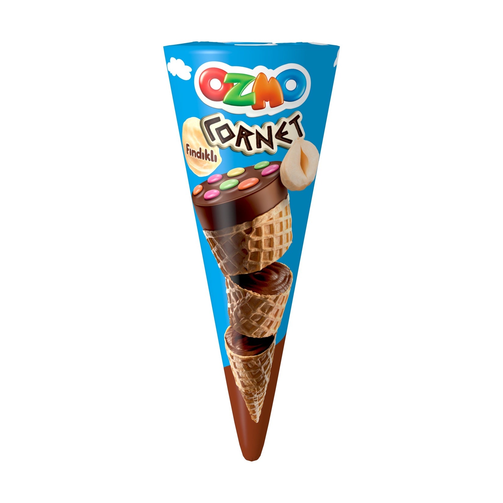 Ozmo Cornet is a fun and delicious treat made with a crispy cone biscuit coated in creamy milk choco
