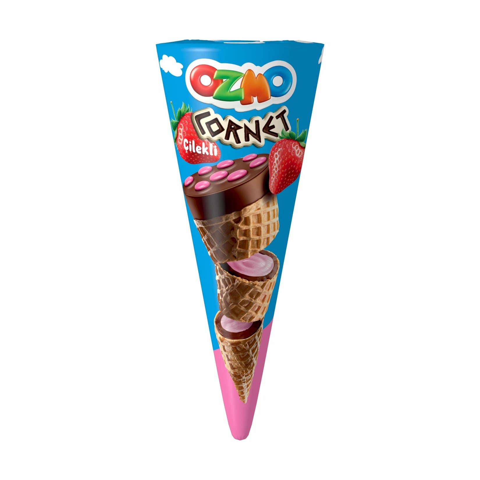 Ozmo Cornet Strawberry Wafer is a delightful treat made for kids and the young at heart. This fun an