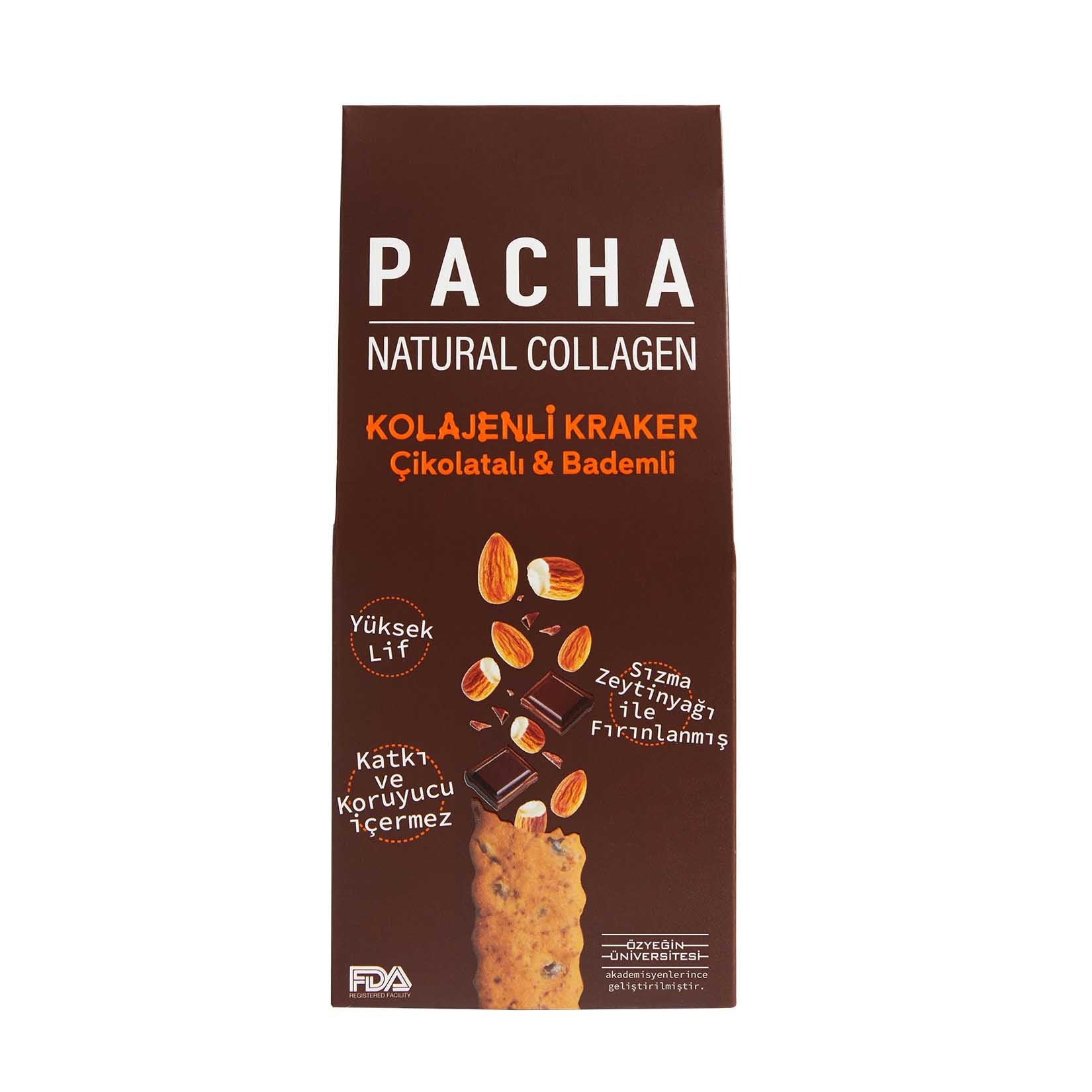 Discover a deliciously wholesome snack with Pacha Natural Collagen Chocolate Almond Cracker.