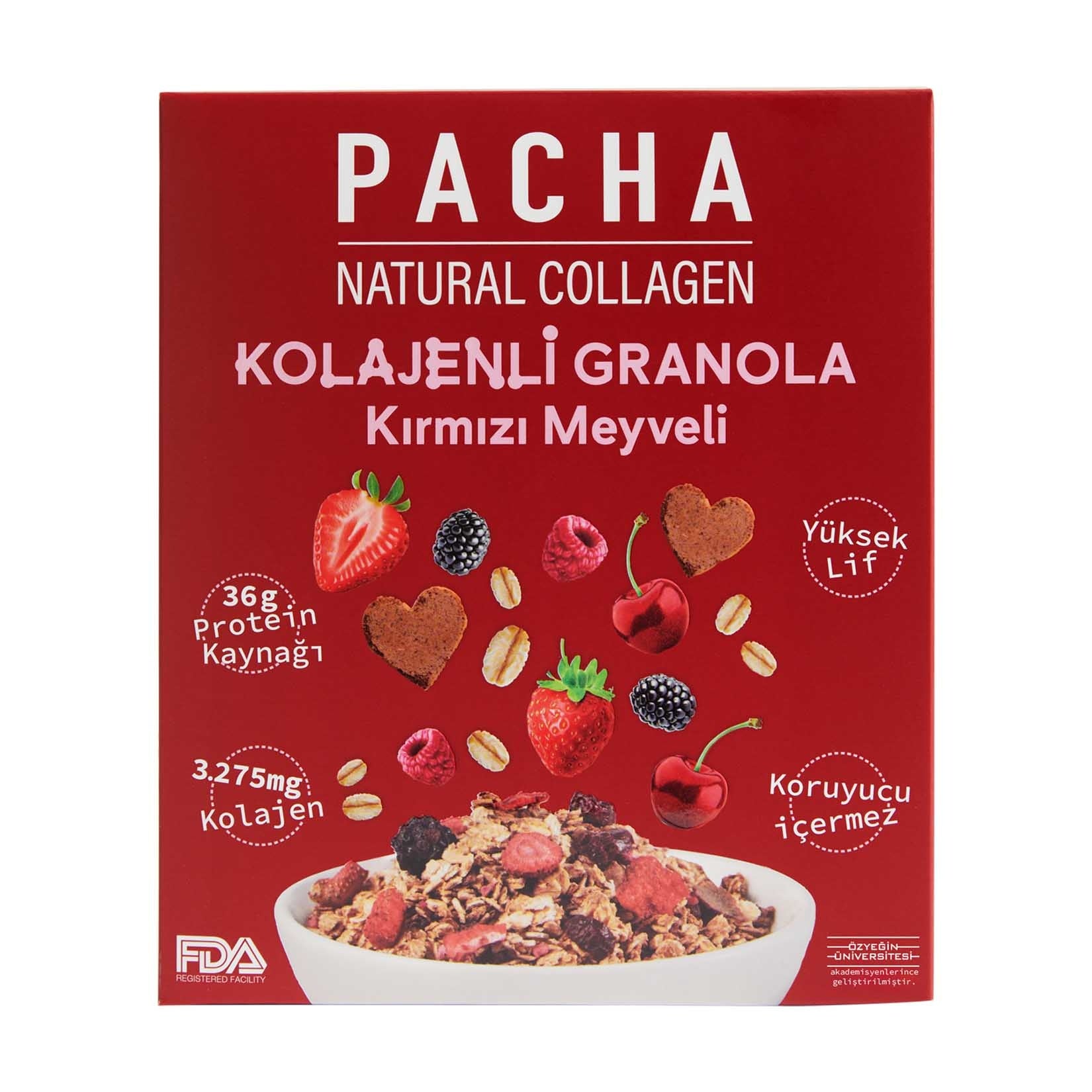 Pacha Red Berry Collagen Granola brings together hearty oats, real red berries, and added collagen for a nourishing start to your day.
