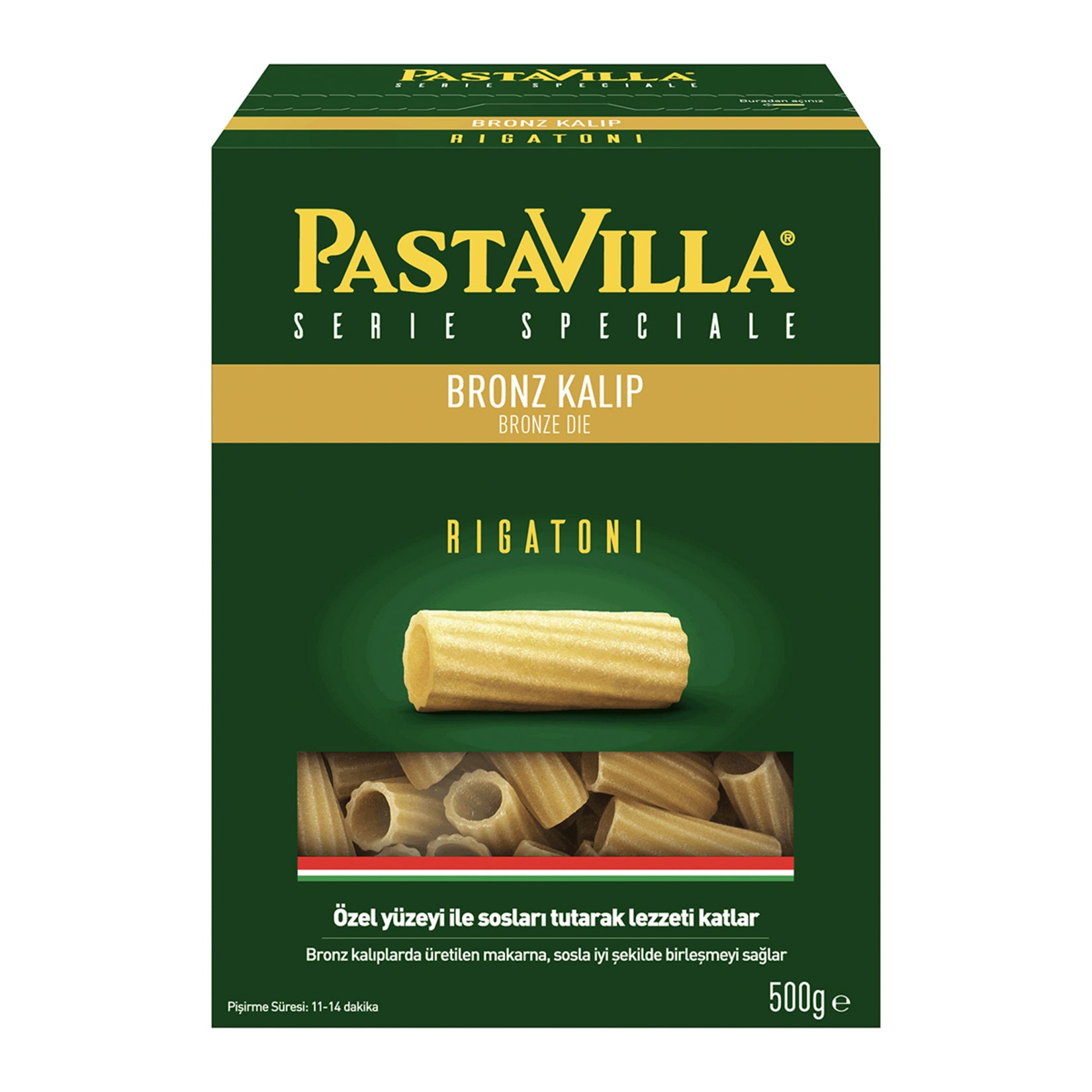 Pastavilla Rigatoni Bronz Cut Pasta brings the traditional taste of Italian-style pasta made with premium Turkish durum wheat.