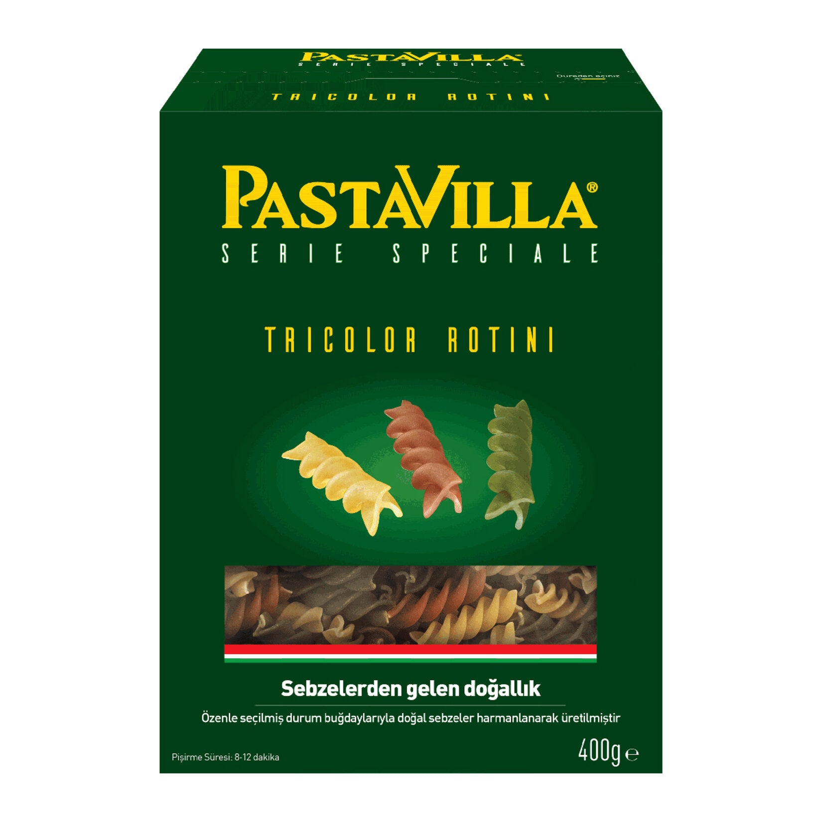 Bring vibrant color and delicious taste to your meals with Pastavilla Tricolor Rotini.