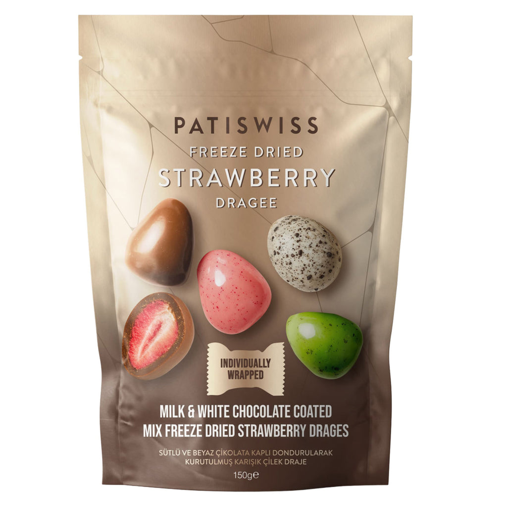 Patiswiss Milk & White Chocolate Coated Strawberry Dragee 5.2 oz (150 ...