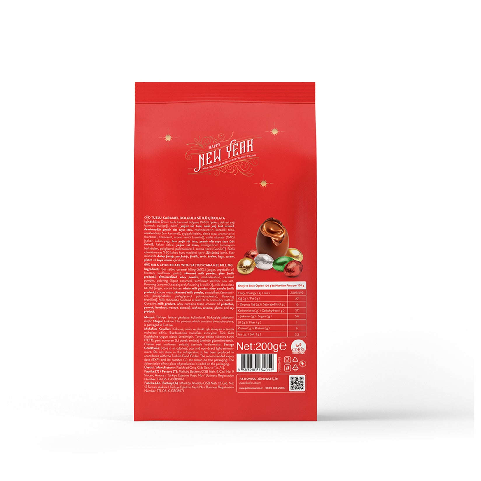 Patiswiss Salted Caramel Filled Milk Chocolate is a luxurious treat that perfectly balances rich milk chocolate with a smooth, sea-salted caramel center.