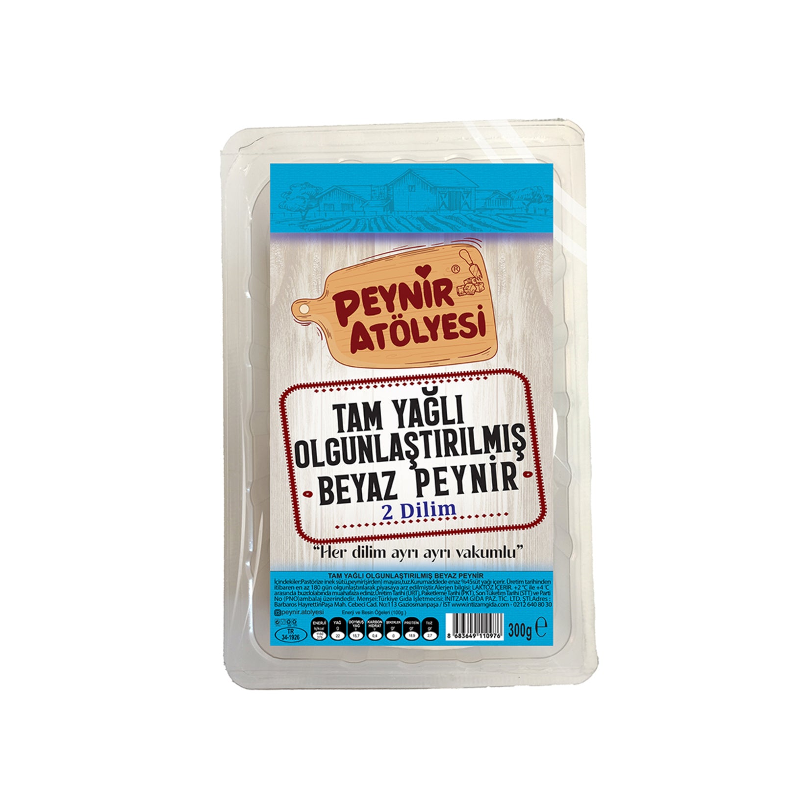 Peynir Atolyesi Tam Yagli Olgunlastirilmis Beyaz Peynir is a rich and flavorful Turkish white cheese made from pasteurized cow’s milk and carefully matured for a deeper, more balanced taste.