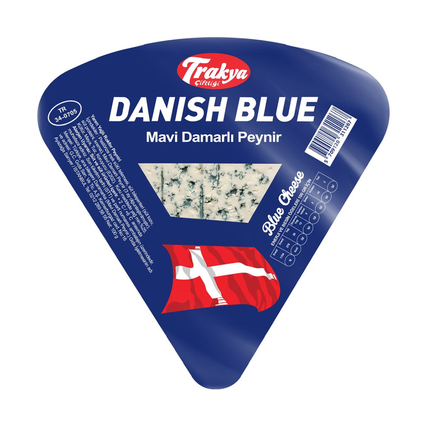 Pinafore Trakya Ciftligi Blue Veined Semi Fat Roquefort Cheese brings the bold, tangy character of traditional blue cheese to your table.