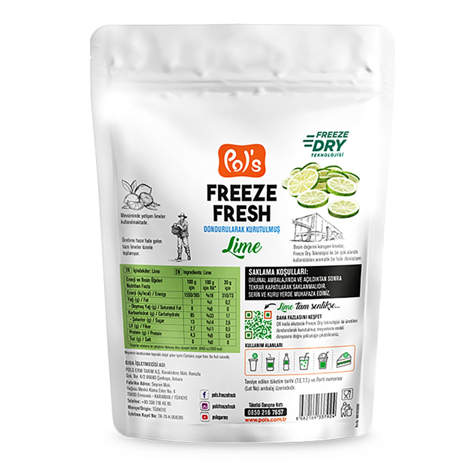 Experience the zesty burst of real lime with Pol's Freeze Fresh Lime, a crisp and flavorful snack made from 100% natural limes.