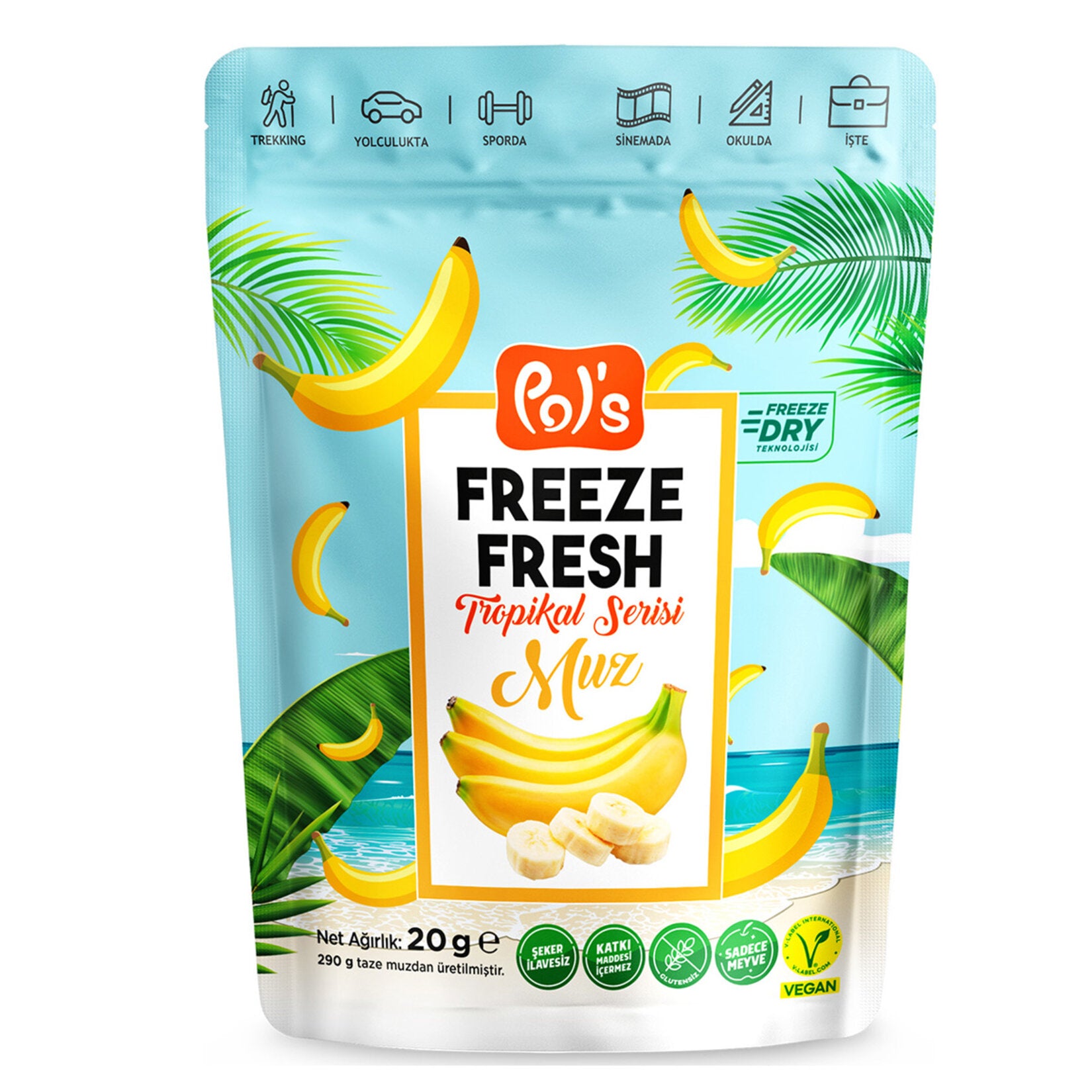 Experience the naturally sweet and satisfying taste of Pol's Freeze Fresh Tropical Banana, a deliciously simple snack made from 100% real banana.