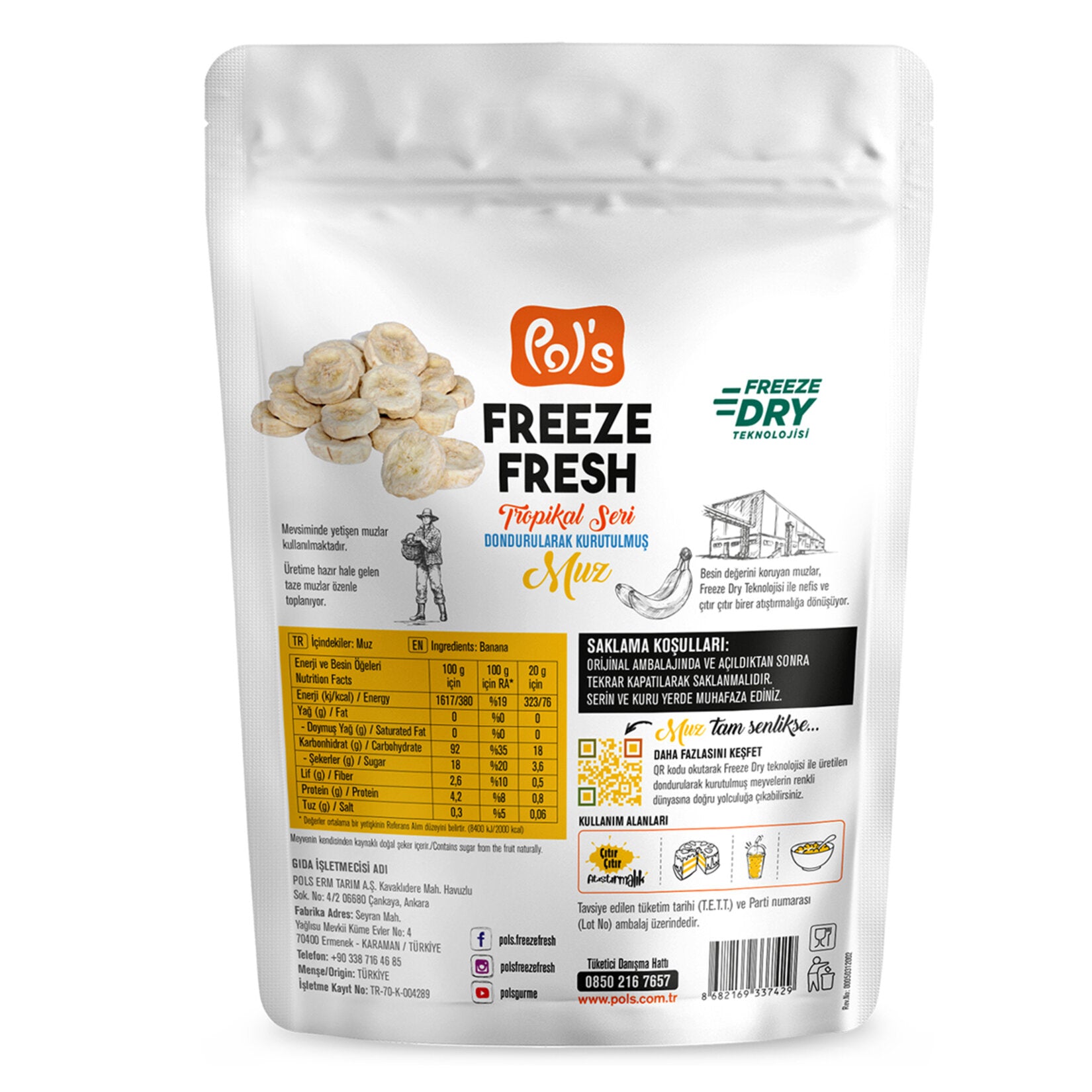 Experience the naturally sweet and satisfying taste of Pol's Freeze Fresh Tropical Banana, a deliciously simple snack made from 100% real banana.