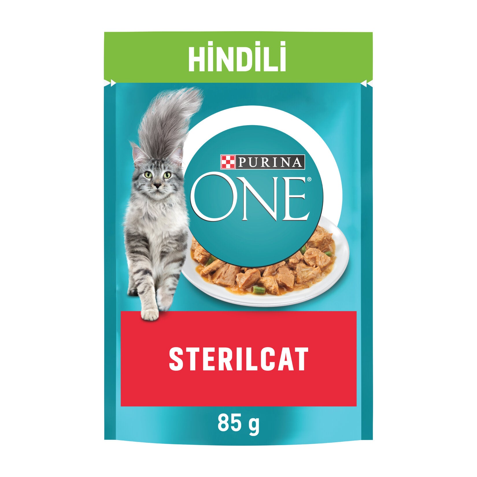 Purina One Sterilized Cat Food Turkey & Green Beans 85g is a complete and balanced wet food specially formulated for neutered or spayed adult cats.