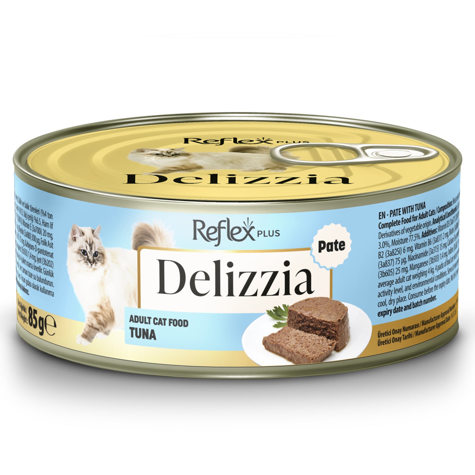 Reflex Plus Delizzia Tuna Wet Cat Food 85g is a flavorful wet food specially prepared for adult cats.