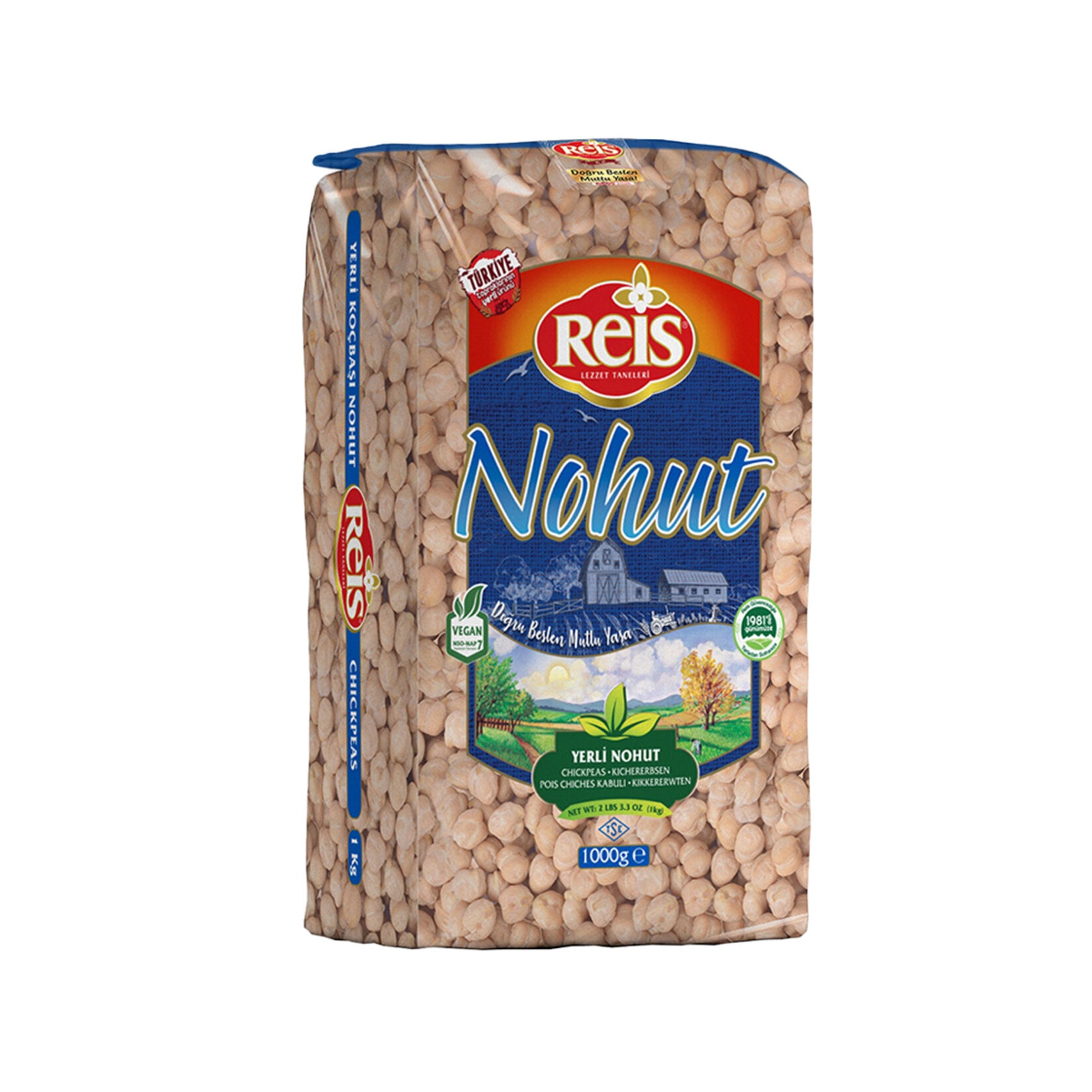 Reis Kocbasi Chickpeas are premium large-size chickpeas carefully selected for their rich flavor and firm texture.