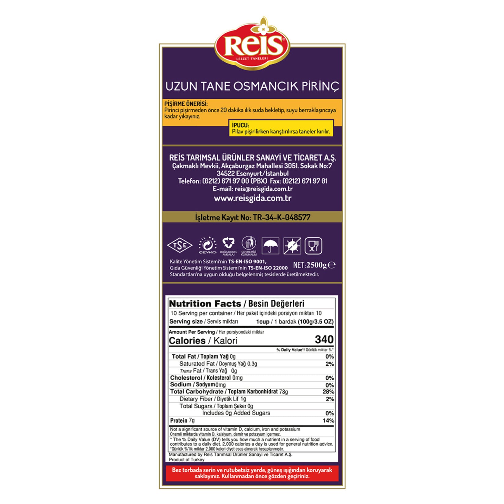 Reis Osmancik Rice is a premium-quality long-grain rice variety grown in Türkiye, known for its fluffy texture and ability to absorb flavors beautifully.