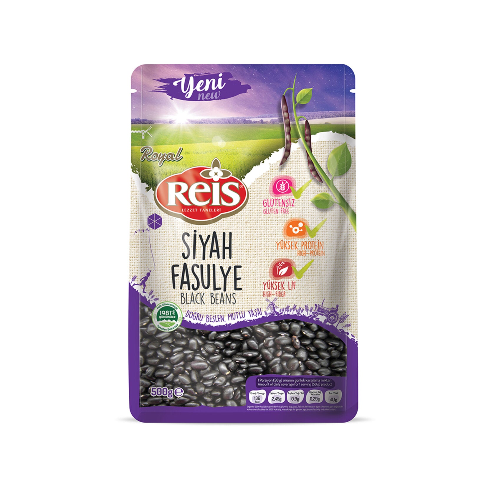 Reis Royal Black Beans are a premium selection of black beans sourced from Türkiye, known for their rich flavor and high nutritional value.