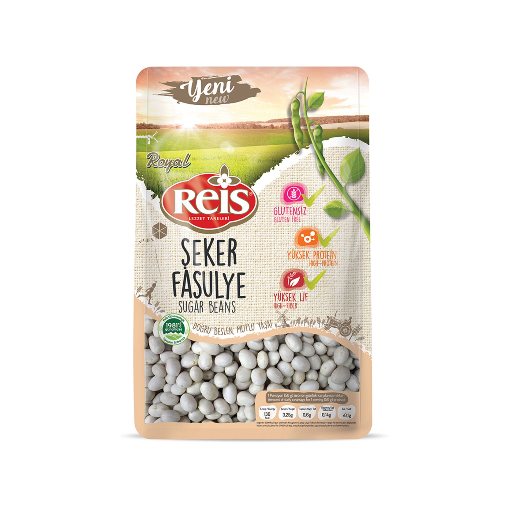 Reis Royal Sugar Bean is a premium-quality legume sourced from Türkiye, known for its smooth texture and rich taste.