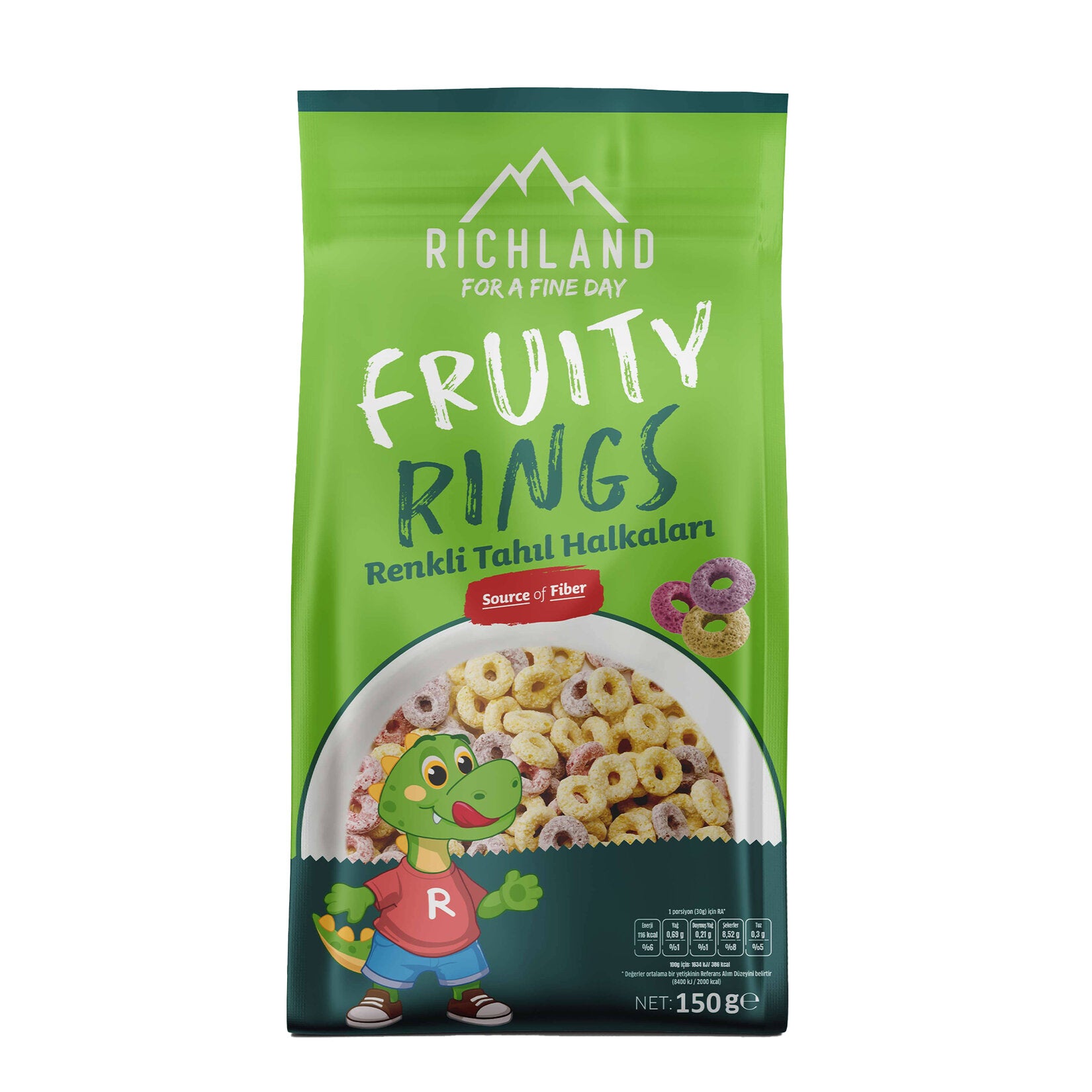 Start your morning with the colorful crunch of Richland Fruity Rings Cereal.