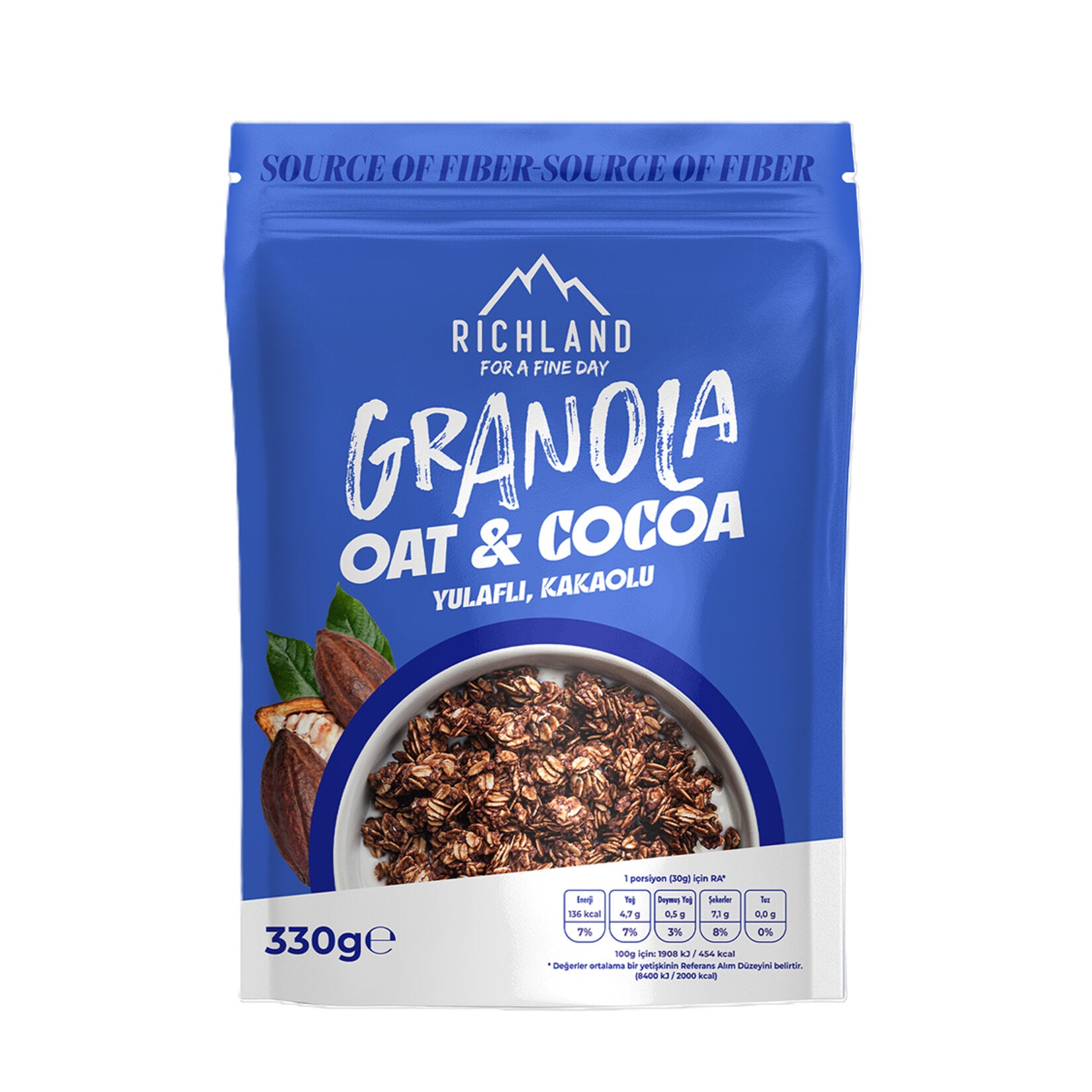 Start your morning with the rich taste of Richland Granola Oat and Cocoa, a crunchy breakfast blend made with 50% oats and real cocoa powder.