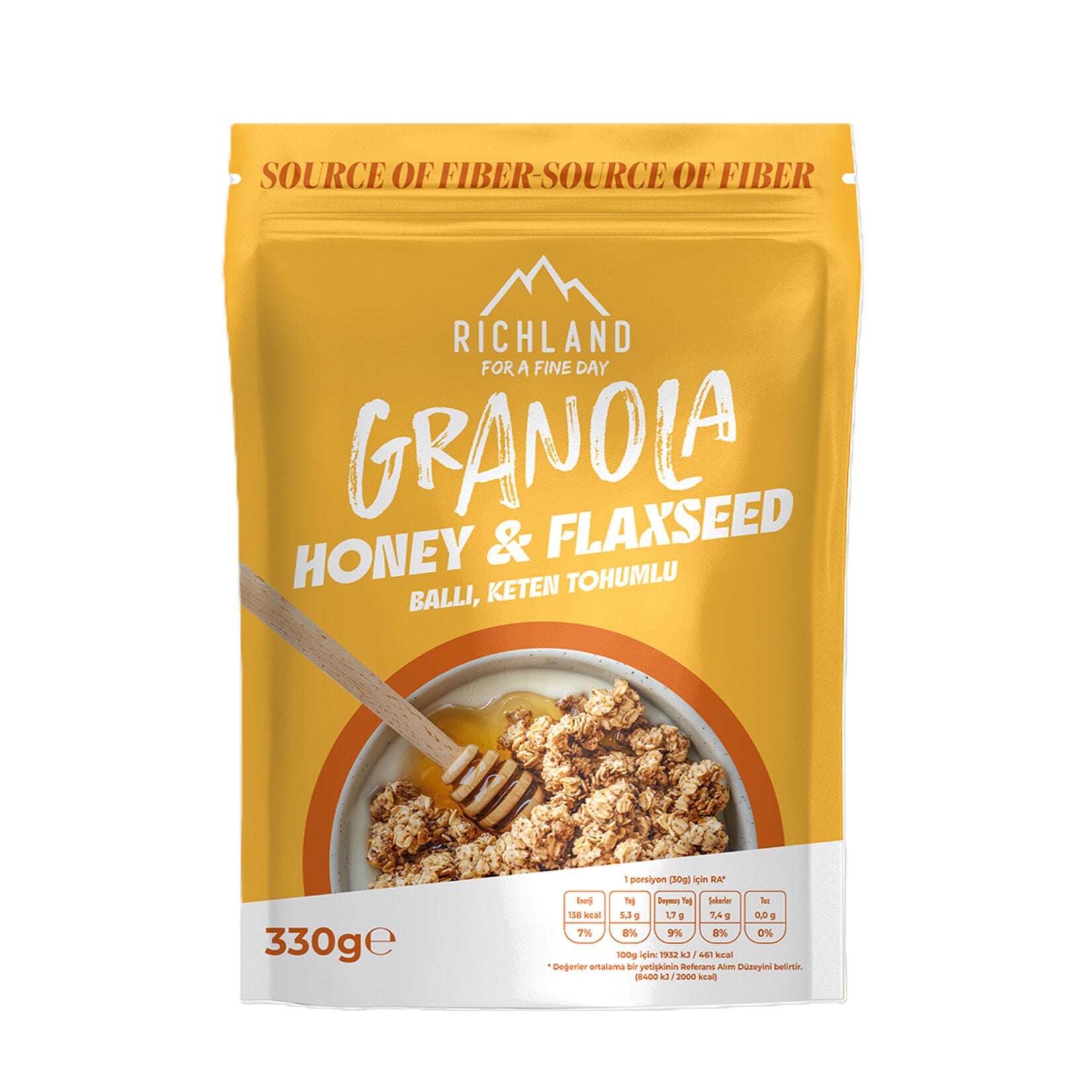 Start your morning with the balanced crunch of Richland Granola Oat Honey and Flaxseed.