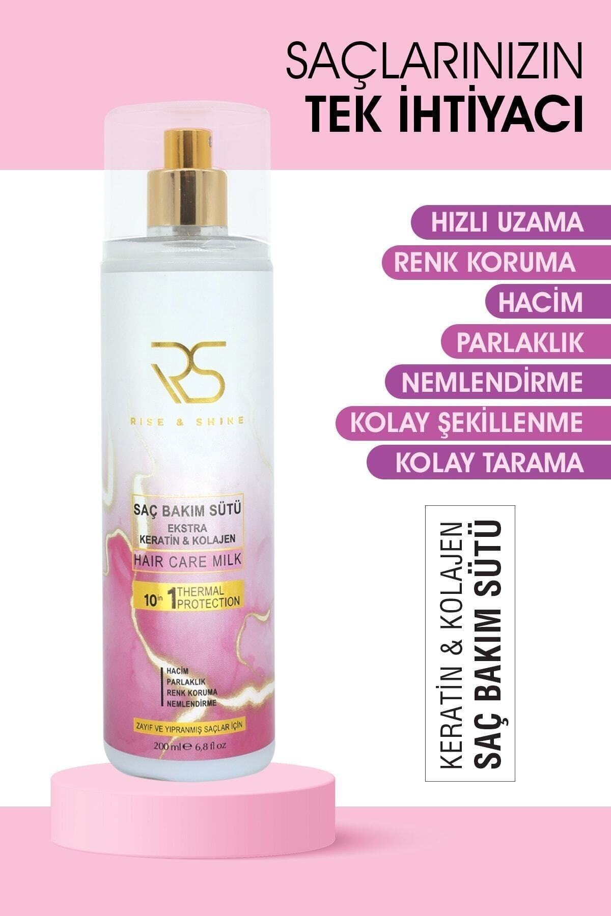 rise and shine Keratin Collagen Hair Care Milk is a lightweight leave-in spray designed to support stronger, smoother, and healthier-looking hair.