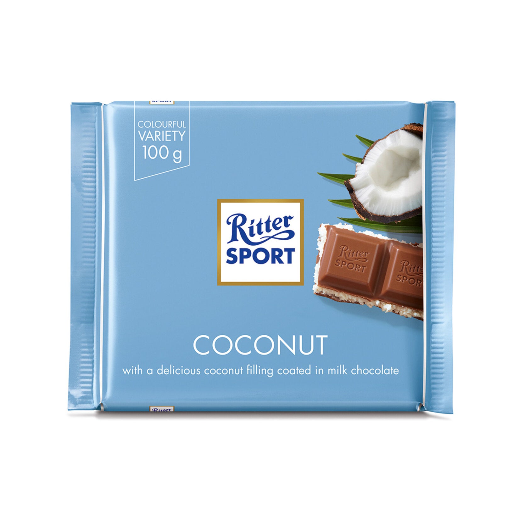 Ritter Sport Coconut Milk Chocolate Bar brings a tropical twist to your chocolate cravings.