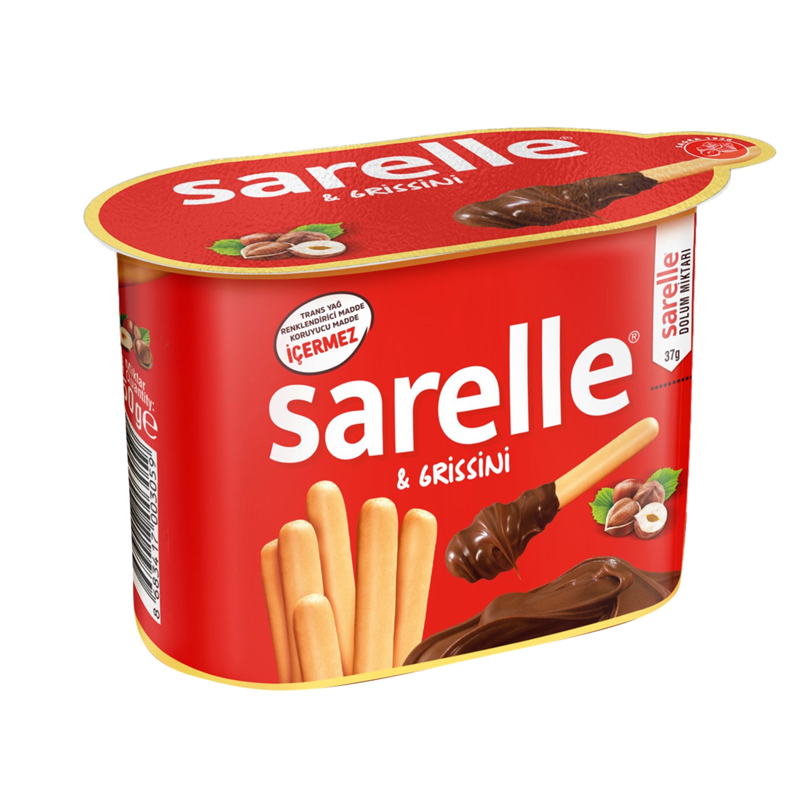 Sarelle Cocoa Hazelnut Spread and Grissini brings together creamy cocoa hazelnut spread and crispy breadsticks in one convenient snack pack.