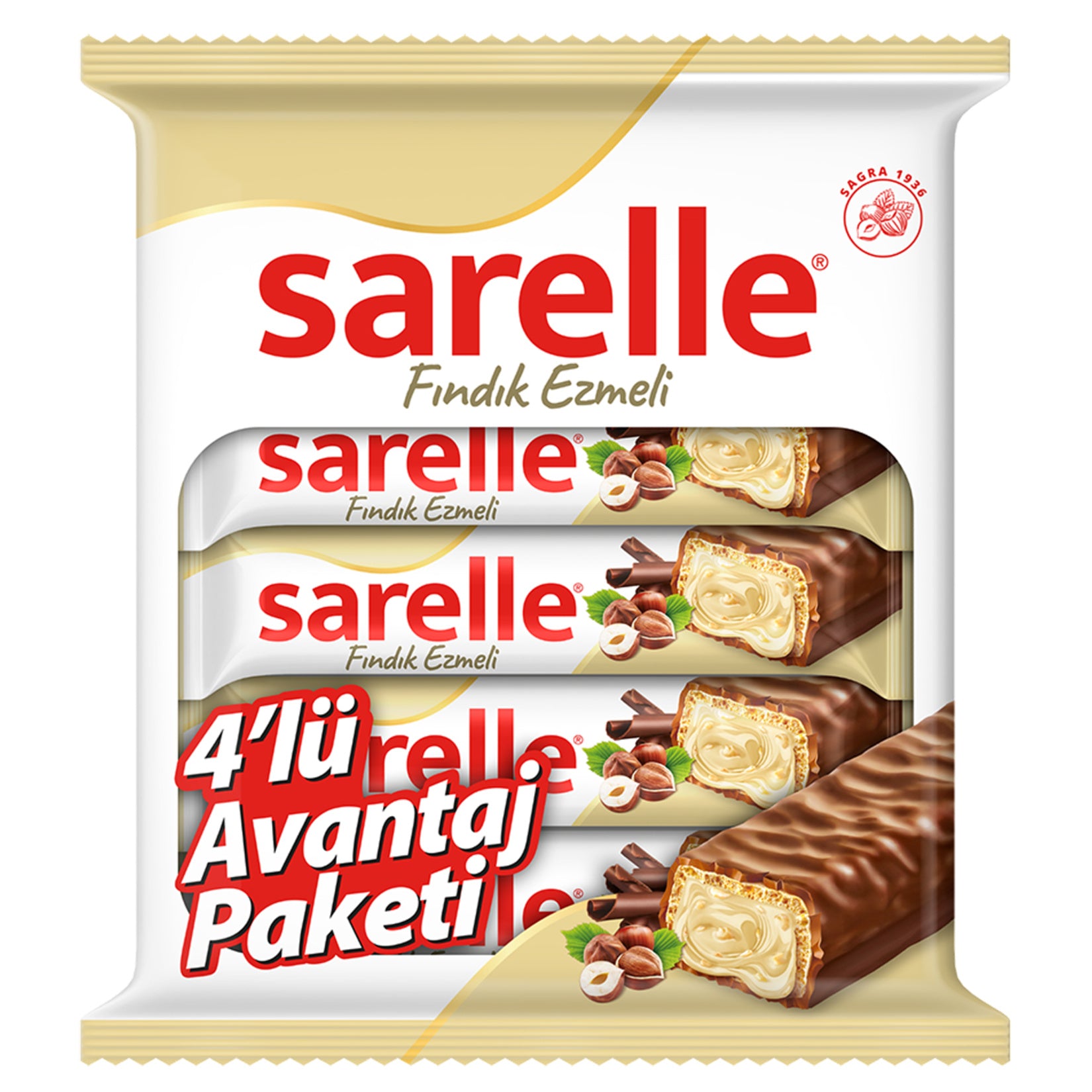 Sarelle Duo Milk Chocolate Hazelnut Filled Wafer brings together rich hazelnut cream and smooth milk chocolate in a unique wafer experience from Türkiye.