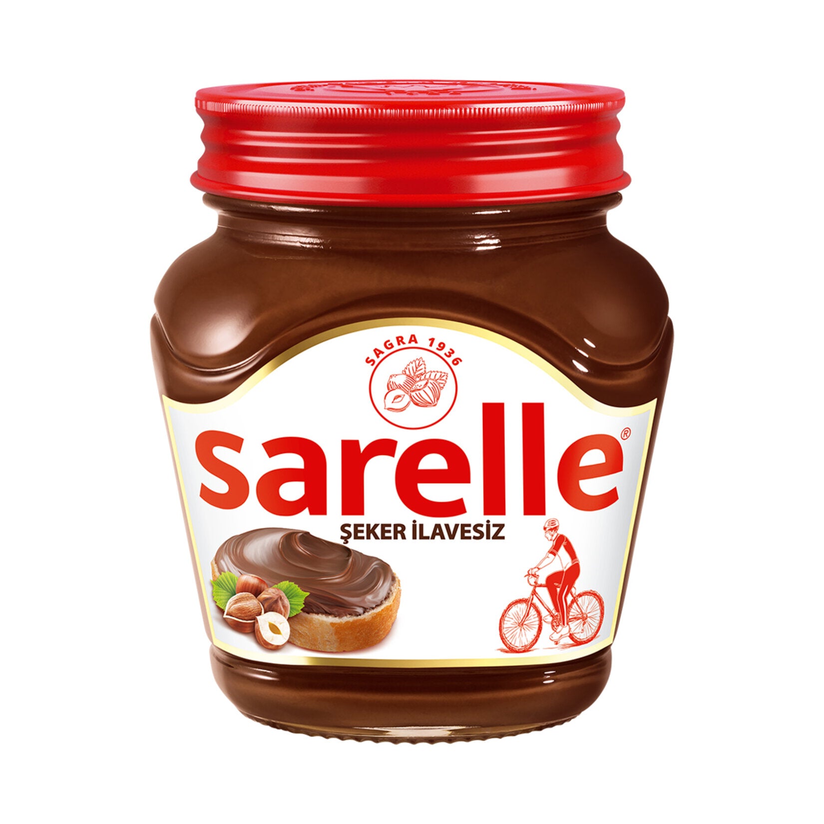 Enjoy the rich taste of Sarelle No Added Sugar Cocoa Hazelnut Spread, a smooth and creamy breakfast favorite from Türkiye.