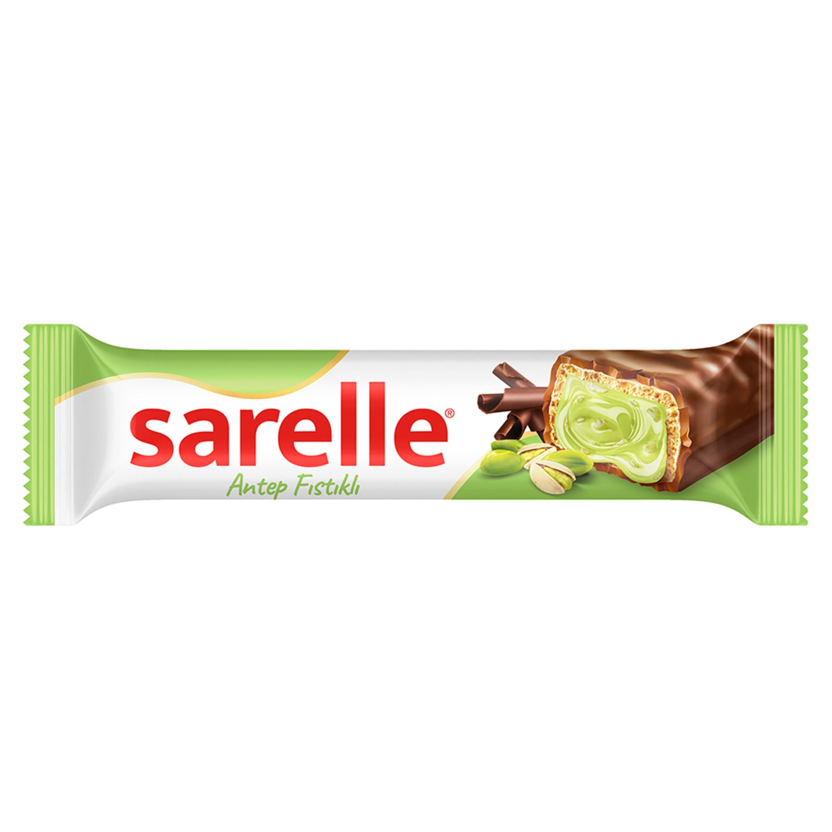 Sarelle Pistachio Wafer Bar brings together the rich, nutty flavor of pistachio cream with smooth mi