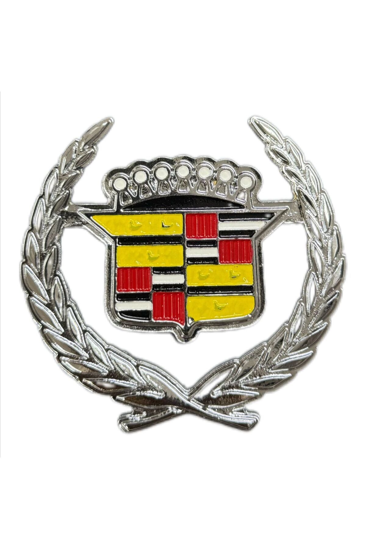 Upgrade your vehicle’s look with the Self Adhesive Metal Cast Cadillac Emblem (8 cm).