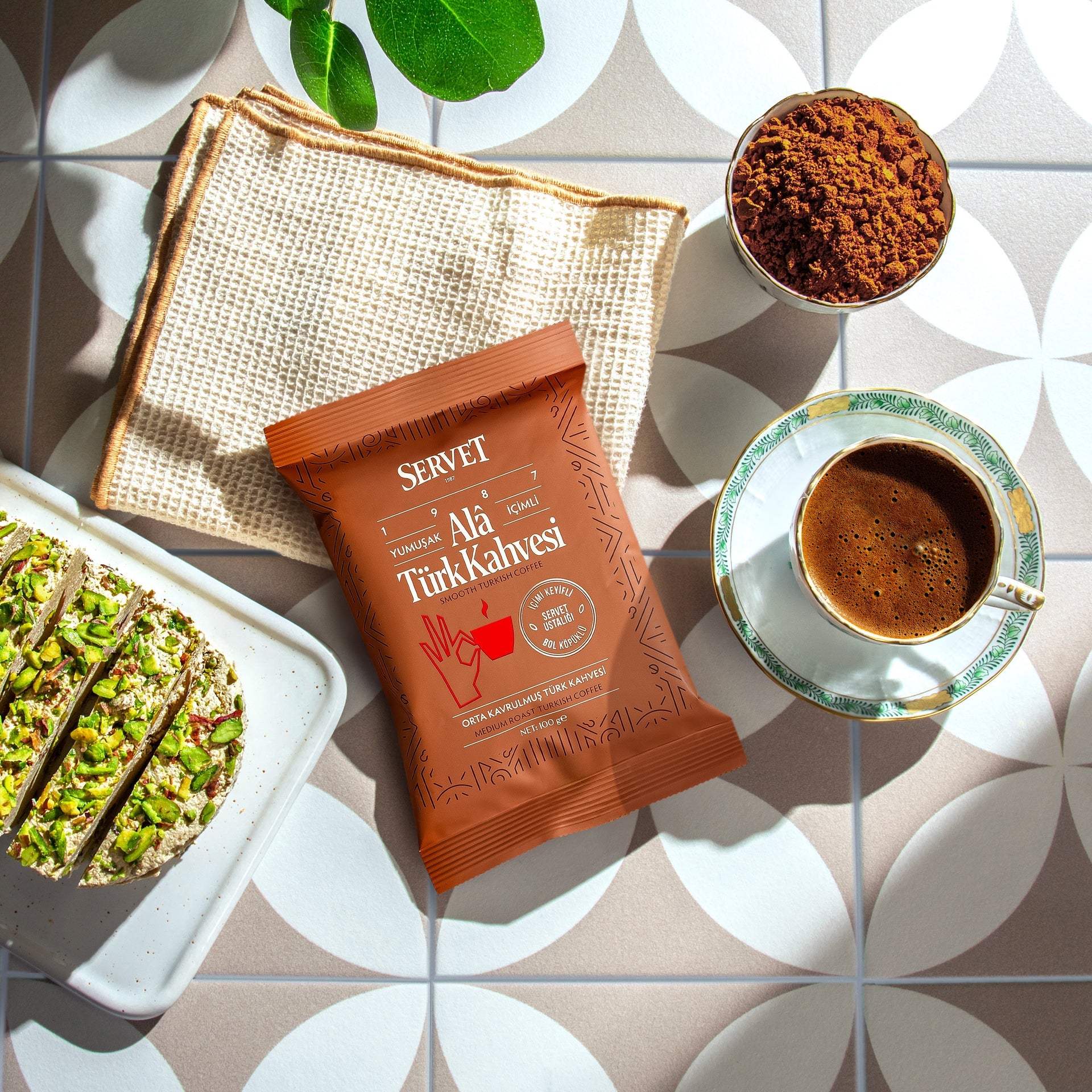 Servet Alâ Türk Kahvesi brings you the “Alâ” of Turkish coffee—smooth to drink, with plenty of foam and a pleasant, clean finish that doesn’t leave grounds in your mouth.